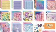 60 Sheets Kpop Stickers Spool Book 3800+ Cute Stickers Kawaii with Colorful and Various Patterns self Adhesive Korean Stickers and Japanese Stickers DIY Deco Stickers to Beautify Your Life(Pink)