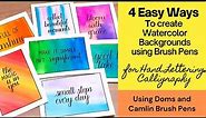 Water Color Background Using Doms and Camlin Brush Pens | 4 easy ways | Calligraphy for Beginners