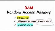 RAM Random Access Memory | Difference Between SRAM and DRAM |Types of Memory |