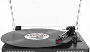 Udreamer Black Vinyl Record Player Stereo Turntable Vinyl Player 3-Speed & Bluetooth & Speaker, All In One Vintage Audio Turntable