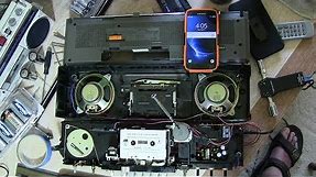 How to Adjust Cassette Tape Deck Speed calibration setting correct Pitch Sanyo M7130K boombox