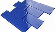 Rainbow 3x6 Glass Subway Wall Tile for Bathroom Shower, Kitchen Backsplash, Accent Decor, Pool (5 Sq Ft (Box of 40 Pieces), Blue)