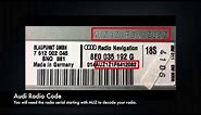 Audi Radio Code Serial Number PIN Unlock | A3, A4, A5, A6