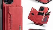 SZHAIYU Leather Wallet Phone Cases Compatible with iPhone 14 Pro Max Case with Card Holder Men 6.7'' 2 in 1 Detachable Back Cover (Red, IP 14 Pro Max)