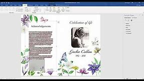 Tutorial for Funeral/Memorial Template using Word 2016 Windows