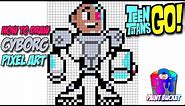 How to Draw Teen Titans Go Cyborg - Cartoon Network Pixel Art Drawing