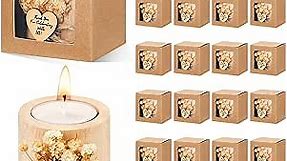 50 Pcs Rustic Wedding Favor Candle Holders Bridal Shower Favors Candles Wedding Party Favors Wedding Wooden Candle Gifts Wedding Souvenirs for Guest Romantic Gifts Wedding Decorations (Light Brown)