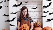 Halloween Decorations，3D Bat Halloween Decorations，60 PCS Reusable PVC 3D Decorative Scary Bats Wall Stickers Comes with Double Sided Foam Tape for Home Window Decor Halloween Party Supplies