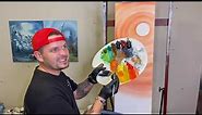 Halloween Oil Painting Tutorial on 12x36" Vertical Canvas with Pumpkin, Cave, and Cabin by Josh K