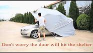 Retractable Carport Small-Medium Size Garage Foldable Car Shelter Completely Folded on Ground