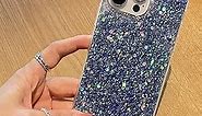 MUYEFW Case for iPhone 12 and iPhone 12 Pro Case Glitter Bling for Women Girls Sparkle Cover Cute Protective Phone Cases 6.1 inch (Blue)