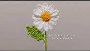 Daisy Flower Crochet STEP BY STEP TUTORIAL with English Sub (Pattern) - Jefferson Arts x Crafts