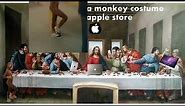 SMALL CHILD IN A MONKEY COSTUME AT THE APPLE STORE