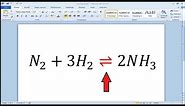 How to write Reversible Reaction Arrow Symbol in Word