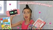 nintendo switch lite CORAL unboxing & full setup!