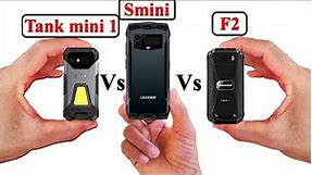 Top 3 mini-Phones | Unihertz 8849 Tank mini 1 Vs DOOGEE Smini Vs CONQUEST F2 | Full Specifications.