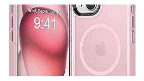 CHEZEAL Magnetic for iPhone 15 Case [Compatible with Magsafe & Military-Grade Protection] Slim Protective Translucent Matte iPhone 15 Phone Case 6.1 inch, Pink