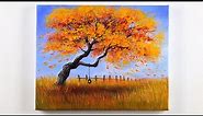 Autumn Tree Landscape Painting | Acrylic Painting | Autumn Tree Painting for Beginners