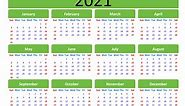 Printable calendar 2021 template - Free PowerPoint Template