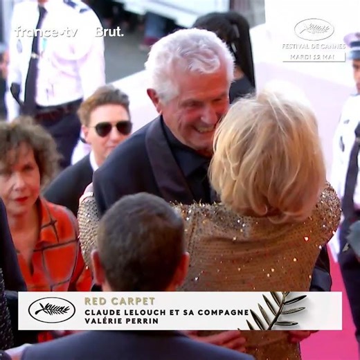 Claude Lelouch and his partner are warmly welcomed by Thierry Frémaux and Iris Knobloch!