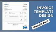 Create An Invoice Template Design With CSS @media print | HTML and CSS | Invoice Template