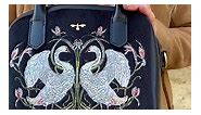 An intricately detailed swan embroidery emblazons this classic bowling bag silhouette. A truly unique and elegant piece to be worn and treasured symbolising grace, beauty, love and trust. https://www.fableengland.com/collections/gifts-for-christmas/products/eloise-mini-bowling-bag-embroidered-swan | Fable England