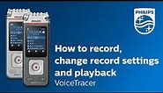 How to record, change record settings and playback with VoiceTracer DVT4110