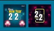 Happy New Year 2024 Social Media Post Design || Free PSD Download