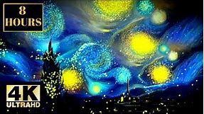 Vincent Van Gogh Starry Night Moving 3D Animation Wallpaper Screensaver Background With Music 4K