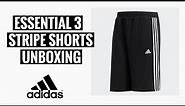 Adidas Essential 3 Stripe | Training Shorts | Black | Unboxing