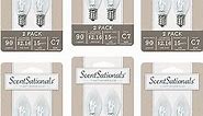 Scentsationals 15w Bulbs for Accent Wax Warmer, 15 Watt Light Bulb Candelabra E12 Base - Replacement Electric Wall Plug-in Wax Melter Candle, Certified Style C7 120 Volt (6-Pack - 12 Bulbs)