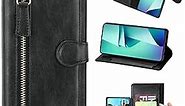 Retro Wallet Case Compatible with Apple iPhone XS Max Leather Phone Case with Card Holder Cover Magnetic Closure Flip Folio Zipper Purse Kickstand Shockproof Protective Shell(Black)