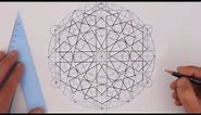 How to draw - geometry - full tutorial - basic construction of an extended 12-fold rosette
