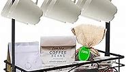 TreeLen Coffee Mug Holder with Removable Hooks, 6 Capacity Coffee Cup Holder for Countertop, Metal Coffee Mug Rack with Storage Base, Home Storage Coffee Mug Tree Holder, Black
