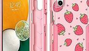 Plakill for Galaxy A14 5G Phone Case 3 in 1 Protective Designer Cute Strawberry Drop Tested Cute Cases for Women Girls Shockproof Protection Rugged Heavy Duty Cover for Samsung Galaxy A14 4G/5G