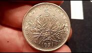 FRANCE 1971 5 FRANCS Coin VALUE - REPUBLIQUE FRANCAISE 1971 5 Francs Coin