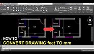 How to easily convert AutoCAD drawing Feet to mm ||