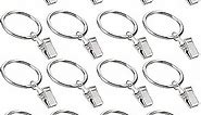 16 Pcs Curtain Rings with Clips, Window Clip Rings Curtain Hooks Hangers Clip Rings for Hanging Drapery Drapes Bows, 1 Inch Diameter, Fits up to 5/8" Rod, Silver