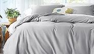 Bedsure Cooling Duvet Cover King - Silky and Breathable Eucalyptus Lyocell Cotton Hybrid Comforter Cover Set for Hot Sleeper - Hypoallergenic and Moisture Wicking Cooling Bedding Set, Silver Grey