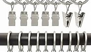 100 Pack Curtain Rings with Clips, Curtain Clip Rings Hooks, Bow Hanger Clips for Hanging Drapery Drapes Bows, Ring 1 inch Interior Diameter, Fits up to 5/8" Rod, Matte Silver