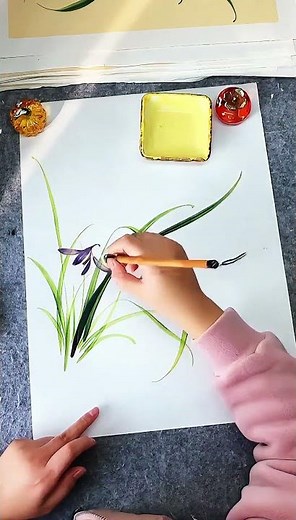 How to Paint Purple Orchids in Chinese Brush Style Elegant Oriental Ink Art Tutorial