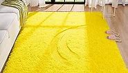 BENRON Yellow Fluffy Rugs Living Room 5 x 8 Feet Shaggy Yellow Rug for Bedroom Ultra Soft Kids Rug Bright Yellow Faux Fur Yellow Area Rugs 5x8