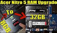 Acer nitro 5 ram upgrade 8gb to 32gb and test | Kingston FURY Impact 32GB (2x16GB) 3200MHz DDR4 CL20