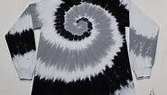 Black, White, and Gray Long Sleeve Spiral Tie Dye Shirt [Spooky Spiral #5]