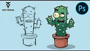 How to draw a Cactus Character in Adobe Photoshop with wacom tablet