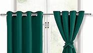 Hiasan RV Blackout Curtains for Bedroom, 52 x 36 Inches Long - Thermal Insulated & Energy Saving Window Curtains for Living Room, 2 Drape Panels Sewn with Tiebacks, Hunter Green