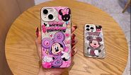 Case for iPhone 14, Cute Cartoon Minnie Pearly-Lustre Shell Pattern Phone Case, Shockproof Protective Hard Back Slim Case for Women & Girls