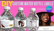 How to make Custom DIY Water Bottle Labels | PARTY FAVOR | Step By Step | Design in CANVA | EASY