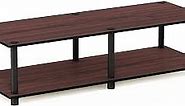 Furinno Just No Tools Dark Cherry Wide Television Stand with Black Tube, Dark Cherry/Black, Wide 41.3"(W)x10.9"(H)x15.6"(D)
