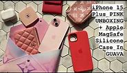 iPhone 15 Plus PINK Unboxing + Apple MagSafe Silicone GUAVA Case